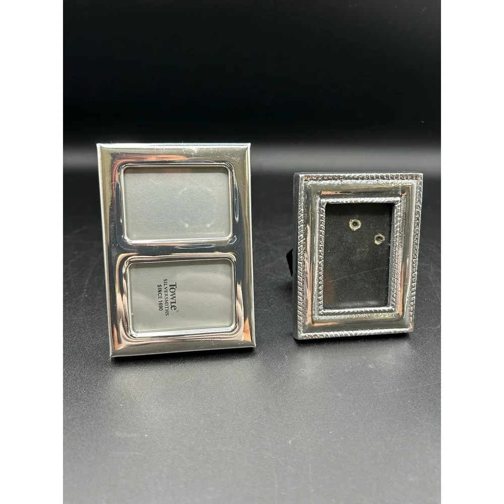 Lot Of Towle Silversmiths Silver Plated 2x3 Double Standing Picture Photo Frames